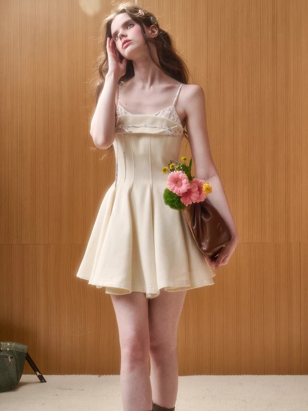 Wool-Blend Puffy Cami Dress