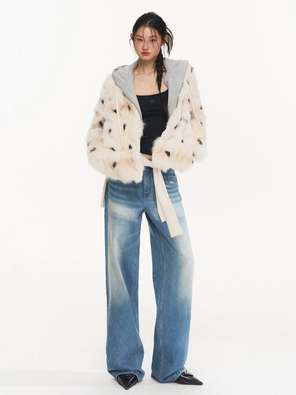 Water-Washed Low-Waist Loose Straight-Leg Pants