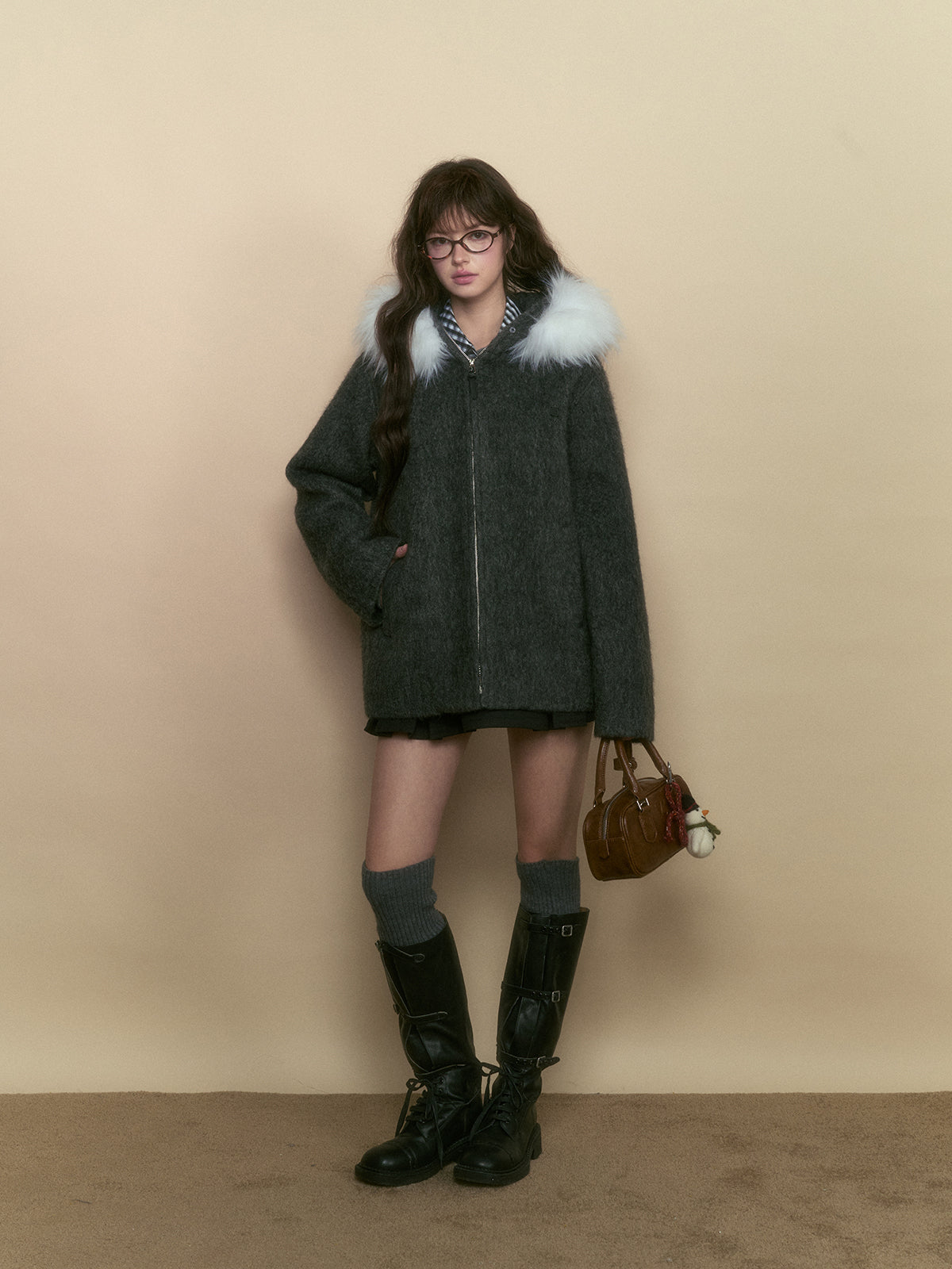 Faux Fur Collar Wool Coat