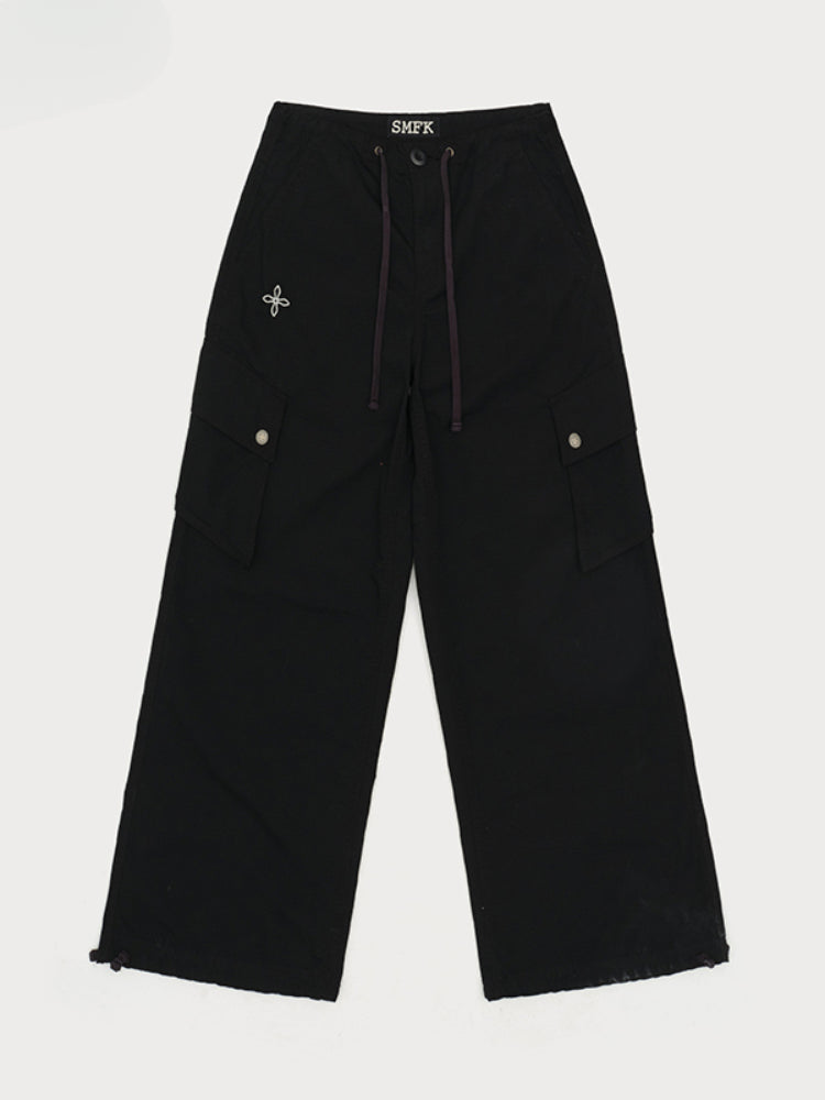 Drawstring - Adjustable Wide - Leg Utility Pants