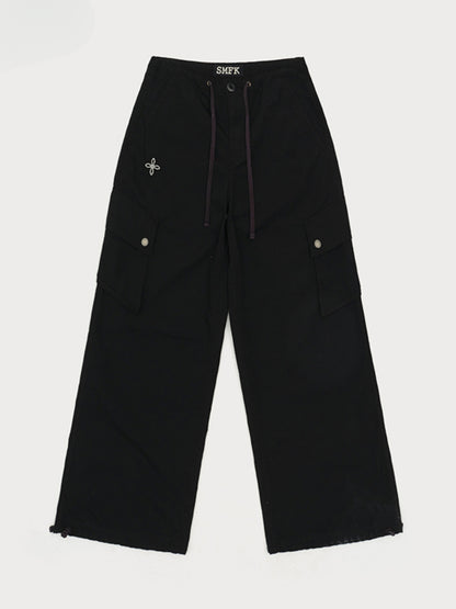 Drawstring - Adjustable Wide - Leg Utility Pants