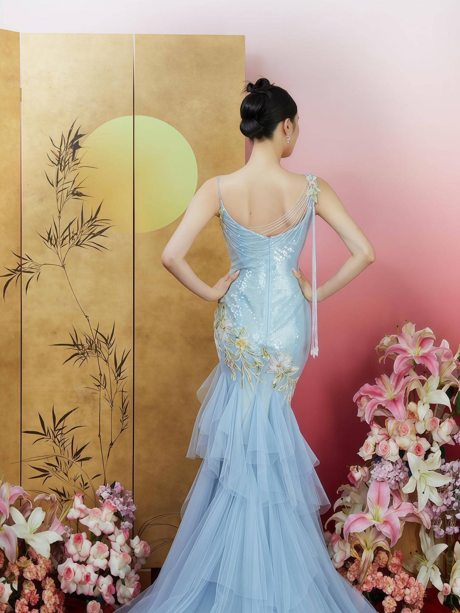 celestial embroidered dress Celestial Blue Embroidered Mermaid Gown – CHINASQUAD
