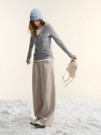 Fleece-Lined Relaxed Belted Trousers
