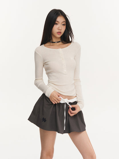 Black &amp; Silver Poplin High-Waist Skirt