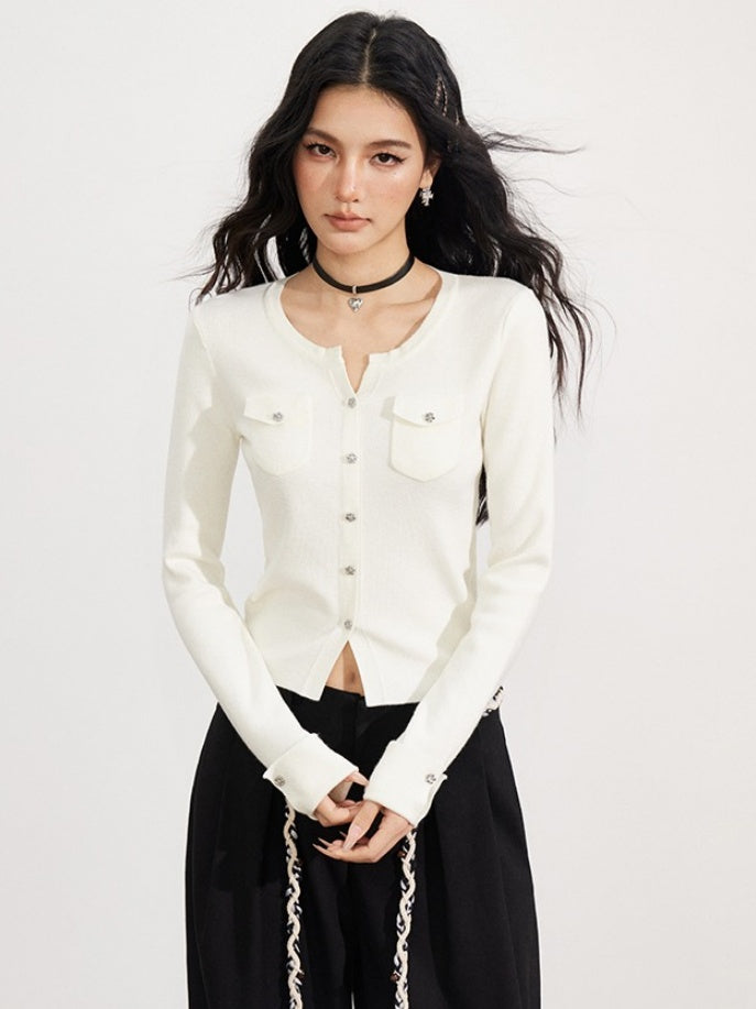 Merino Wool-Blend Ribbed Knit Cardigan