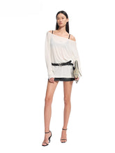 Boat Neck Slightly Sheer Knotted Open-back T-shirt - CHINASQUAD