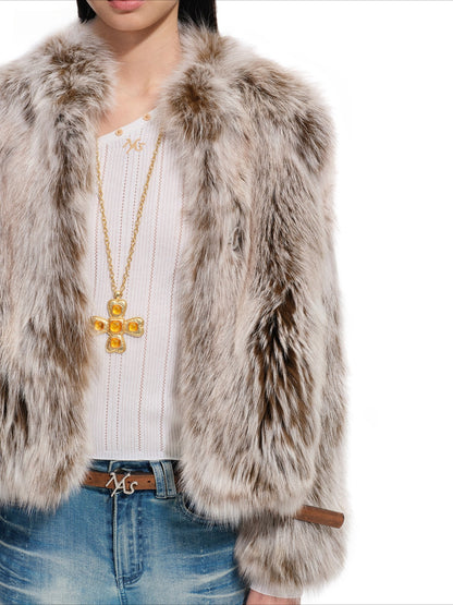 Fox Fur Stand-Collar Jacket