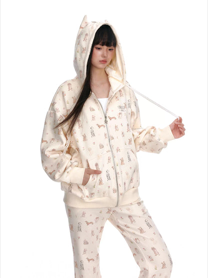 Dog Print Knit Lounge Set