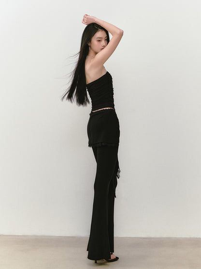 Lace-Trimmed Tie-Waist Lyocell Trousers - CHINASQUAD