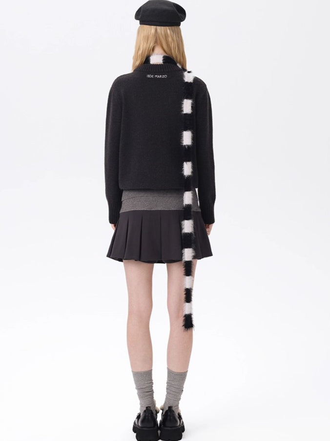 Knit Foldover Pleated Mini Skirt