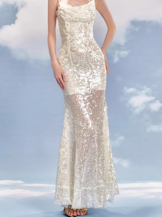 Shimmer Siren Sequin Bodycon Mermaid Dress Pink (Pre-sale) / L