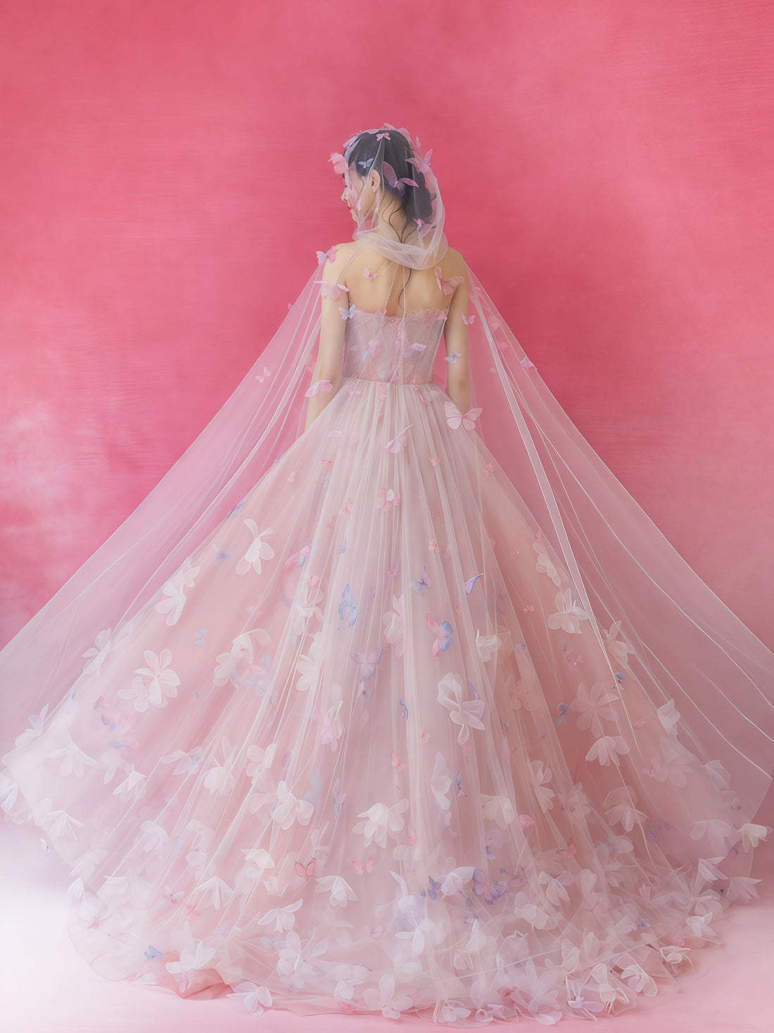 Petal Bloom Embellished Tulle Ball Gown