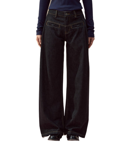 Raw Indigo Curved-Leg Denim Pants