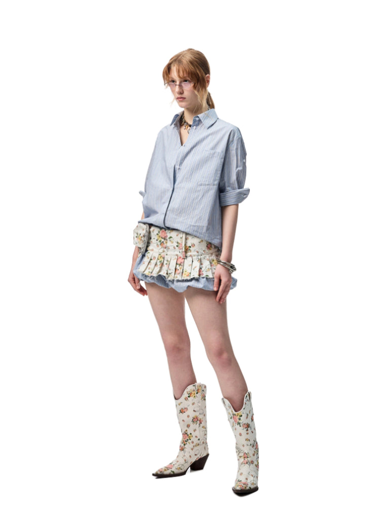 Mid Sleeve Loose-fit Shirt &amp; Skirt Set