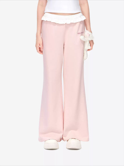 Lace-Waist Straight-Leg Lounge Pants