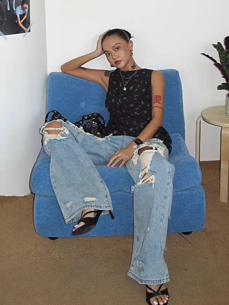 Relaxed Sleeveless Mid-Length Tank Top