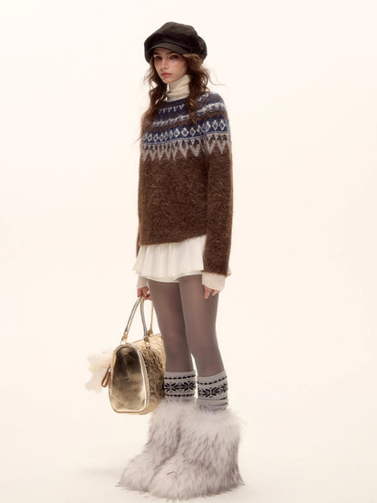 Wool-Blend Fair Isle Knit Sweater