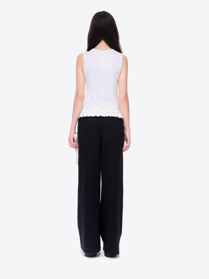 Lace-Waist Straight-Leg Lounge Pants