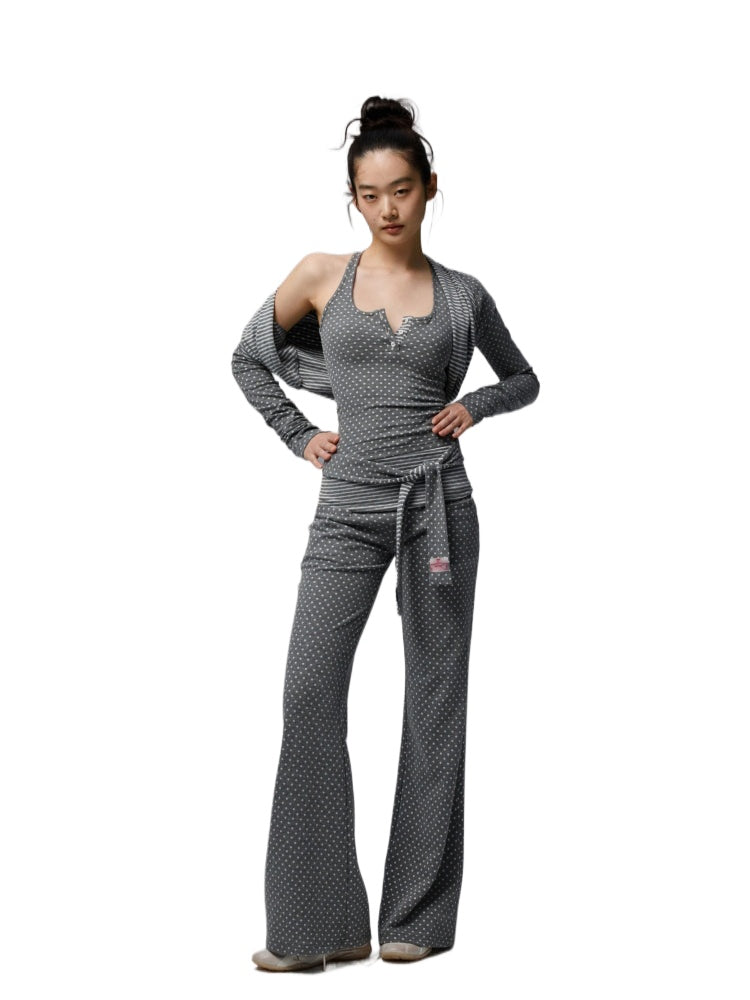 Polka Dot Stripe Double-Sided Pants