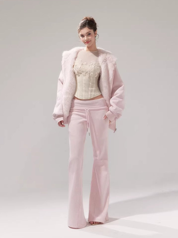 Hooded Fleece Jacket &amp; Plush Sweatpants Set