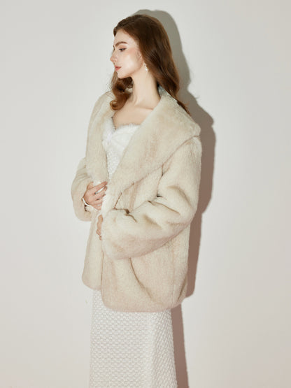 Eco-Friendly Faux Fox Fur Long Coat