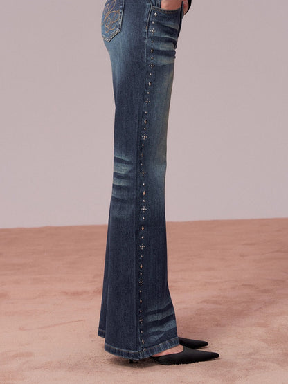 Straight-Leg Washed Denim Pants
