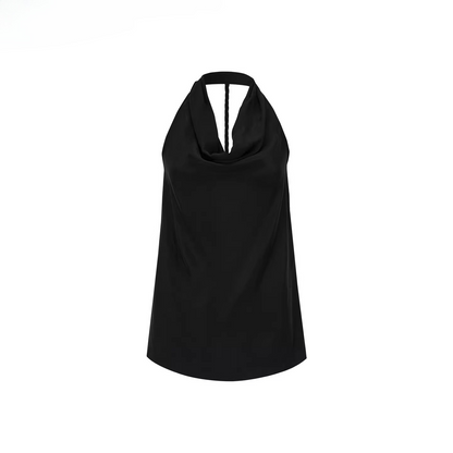 Draped Cowl Neck Halter Top