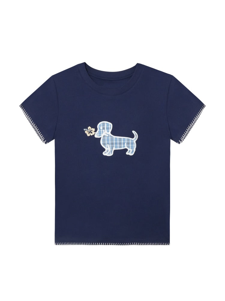 Print Dog Embroidered Tee - CHINASQUAD
