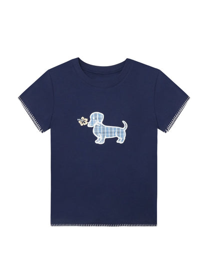 Print Dog Embroidered Tee - CHINASQUAD