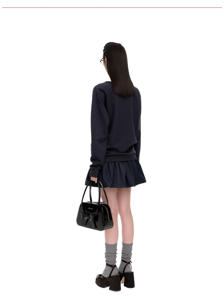 Detachable Collar Cotton-Blend Oversized Sweatshirt