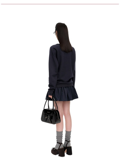 Detachable Collar Cotton-Blend Oversized Sweatshirt