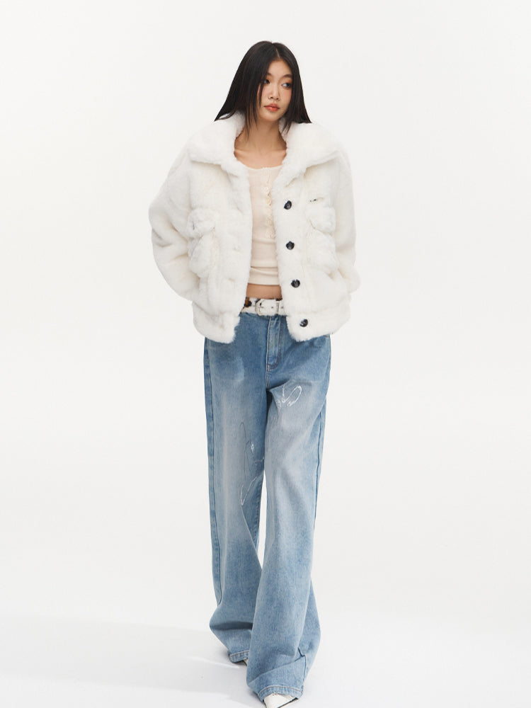 Loose Fit Casual Faux Fur Jacket