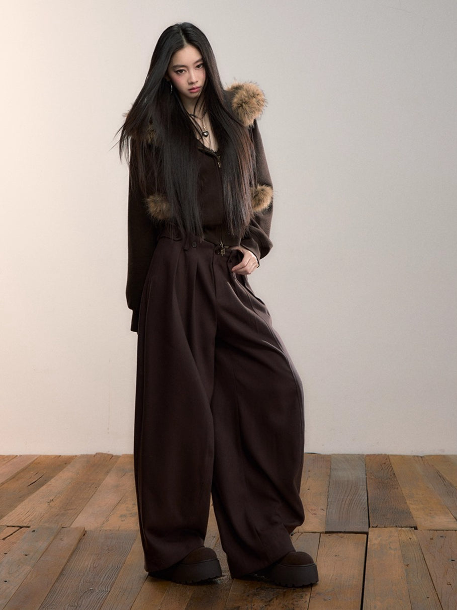 Tailored Pleated Wide-Leg Trousers