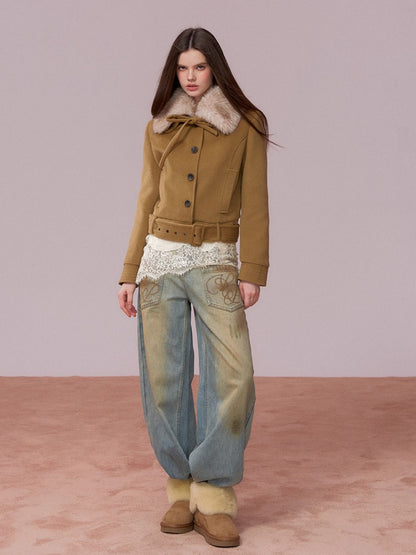 Vintage Wash Loose Denims Pants