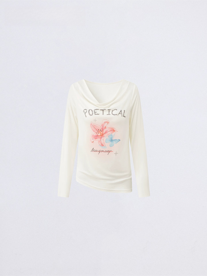 Soft Drape Floral Sun Protection Long Sleeve Top