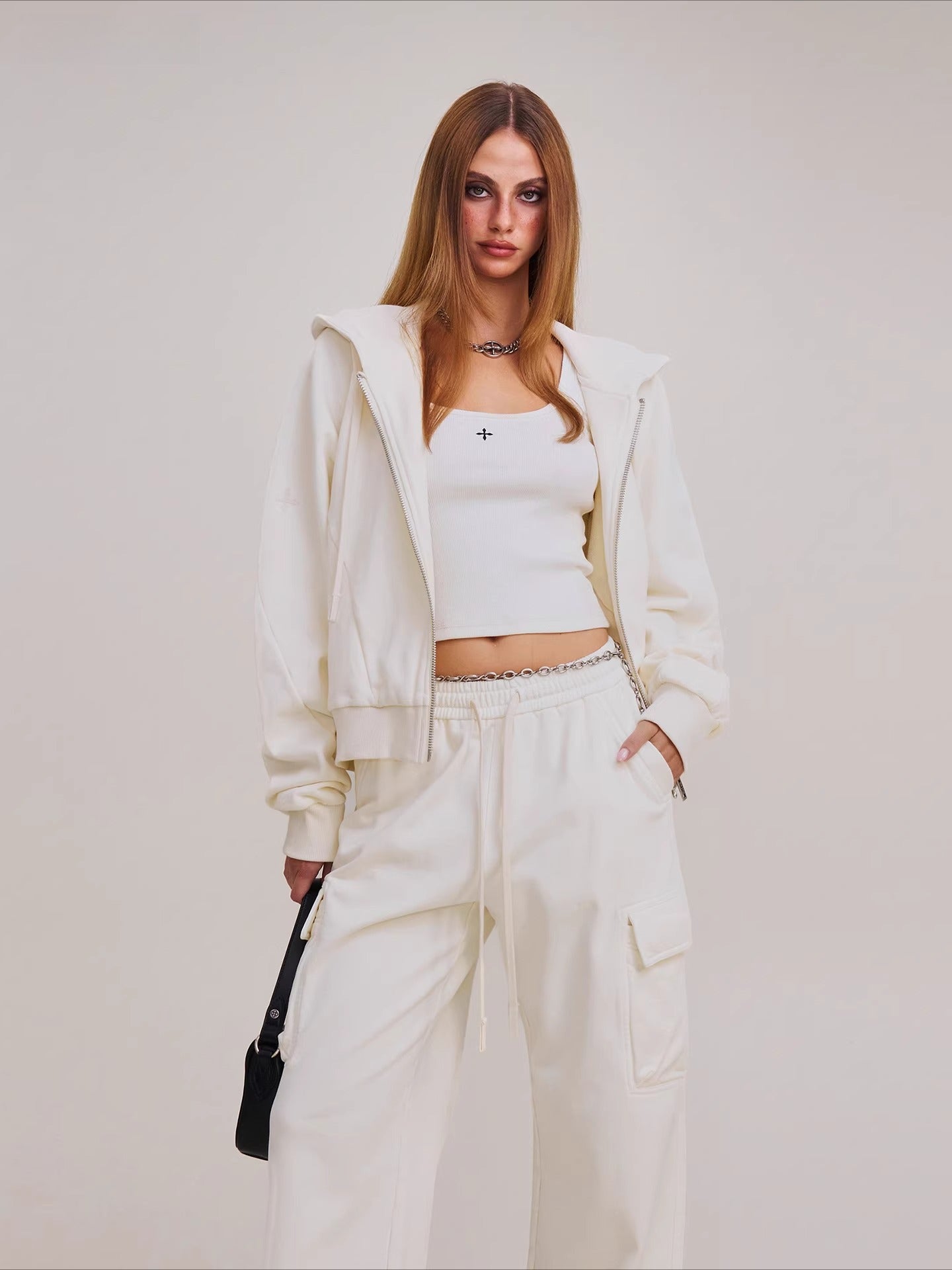 Wild Vintage Zip-up Cropped Hoodie