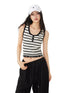 U-neck Striped Knitted Vest - CHINASQUAD