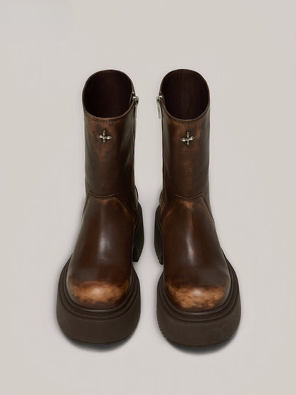 Compass Mode Leather Riding Boots Snow Mountain - CHINASQUAD