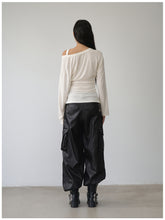 V-Neck Drawstring Waist Buttoned Blouse - CHINASQUAD