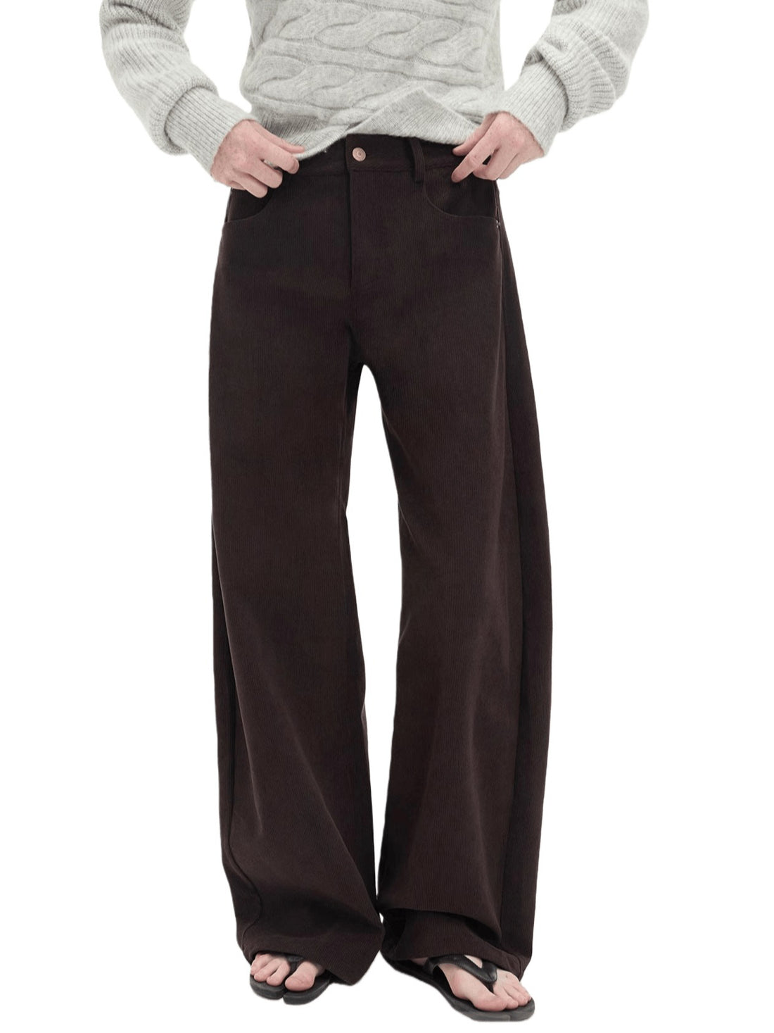 Vintage Corduroy Curved-Leg Trousers