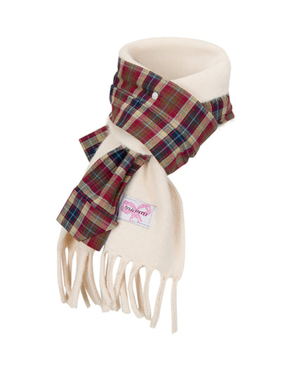 Detachable Plaid Multi-Use Woolen Scarf