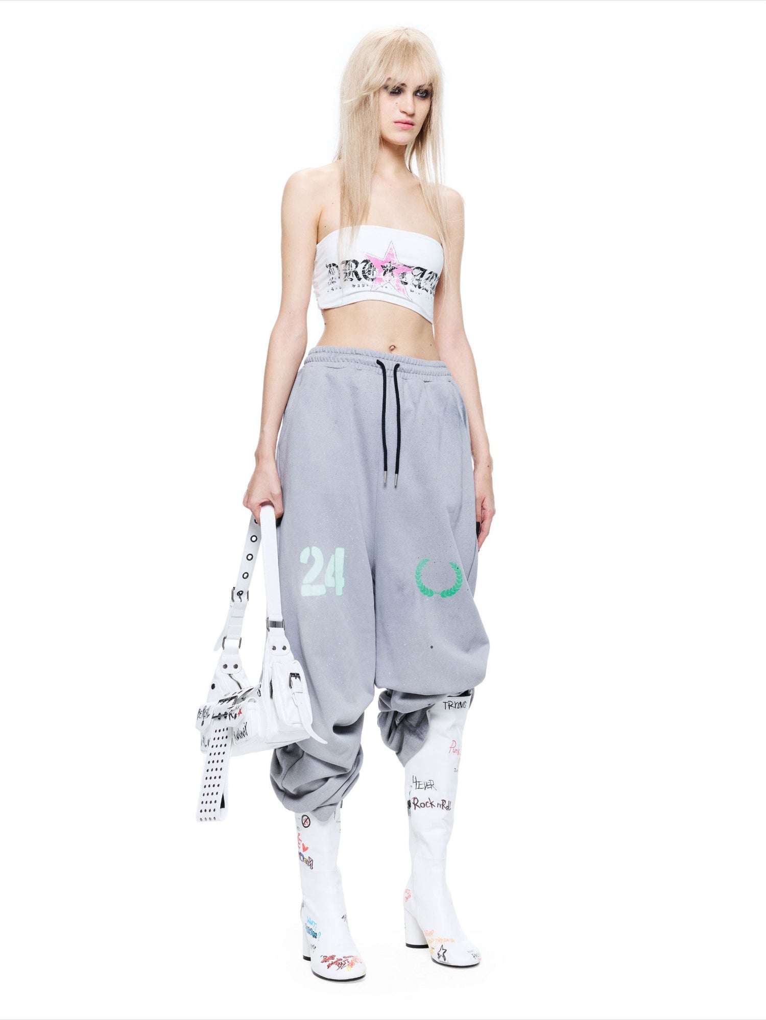 Punk Graphic Strapless Bustier