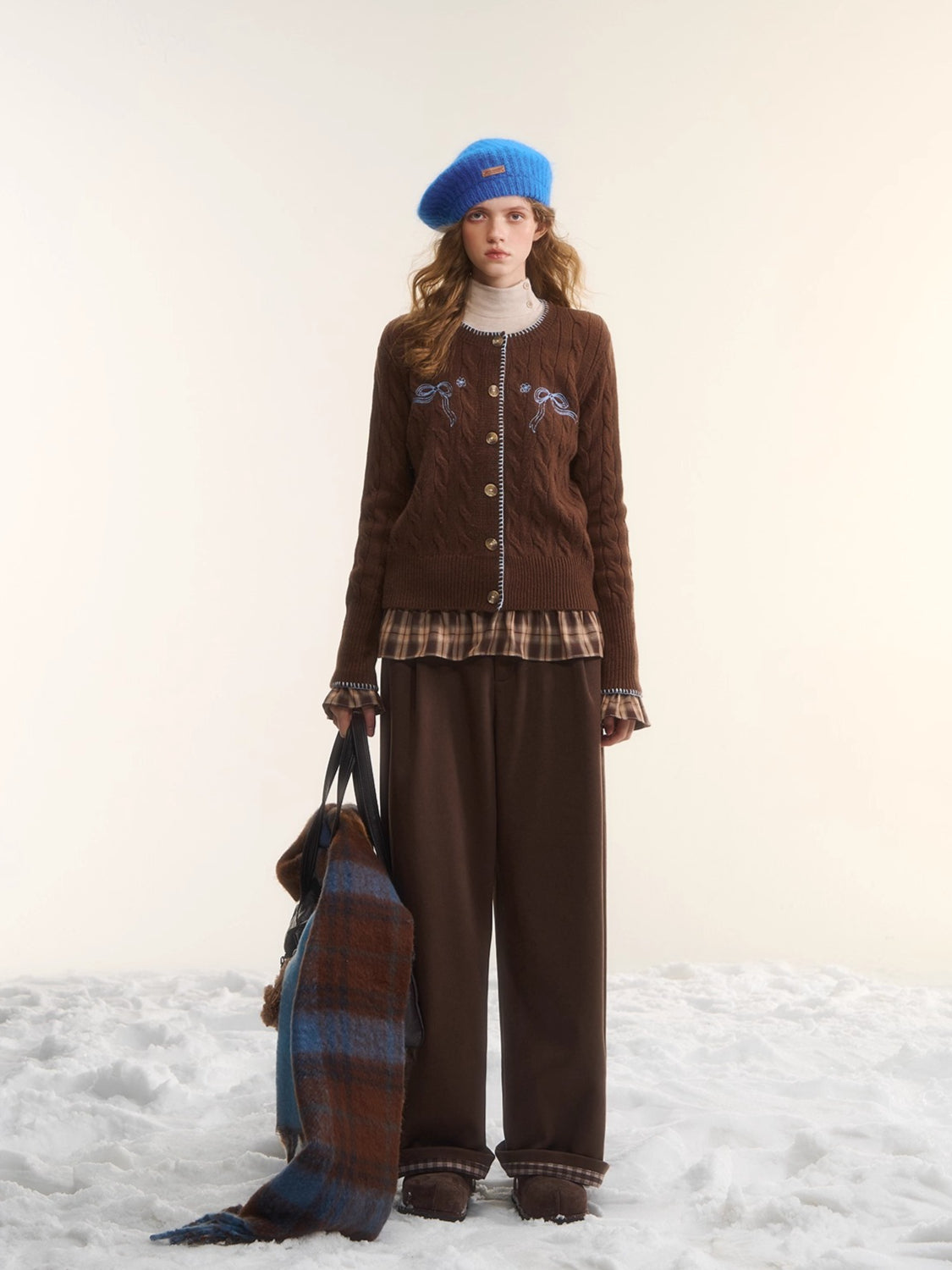 Fleece-Lined Relaxed Belted Trousers