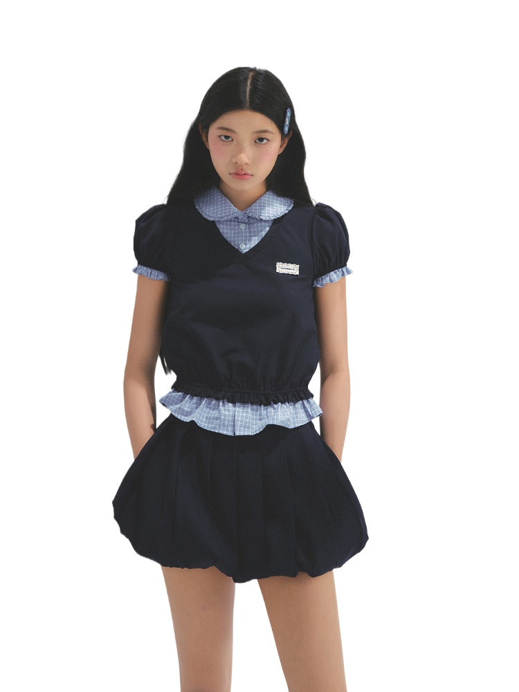 MIU Style Layered-effect Blouse - CHINASQUAD