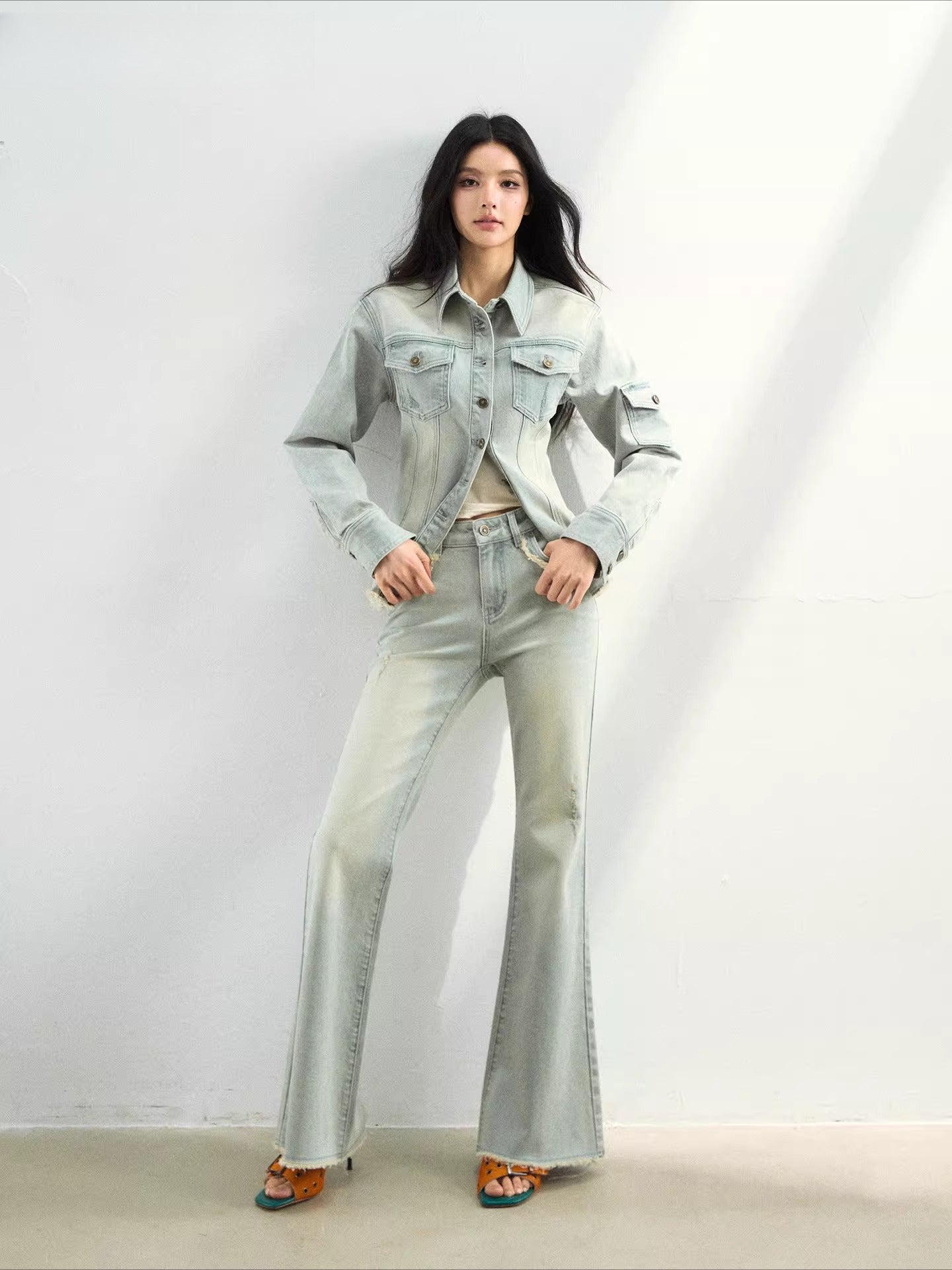 Washed Lightweight Stretch Denim Jacket