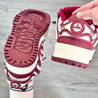 Burgundy Low-Top Casual Sneakers