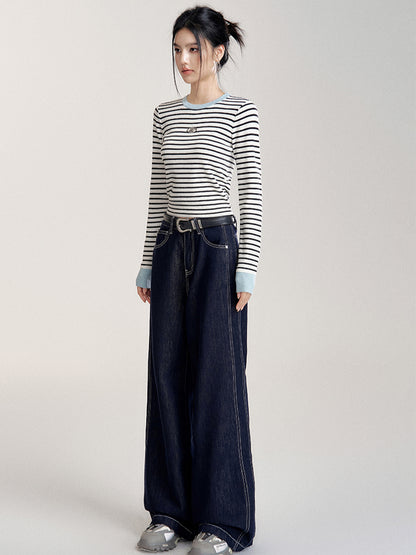 High-Waisted Zip Slim-FitFloor-Length Jeans