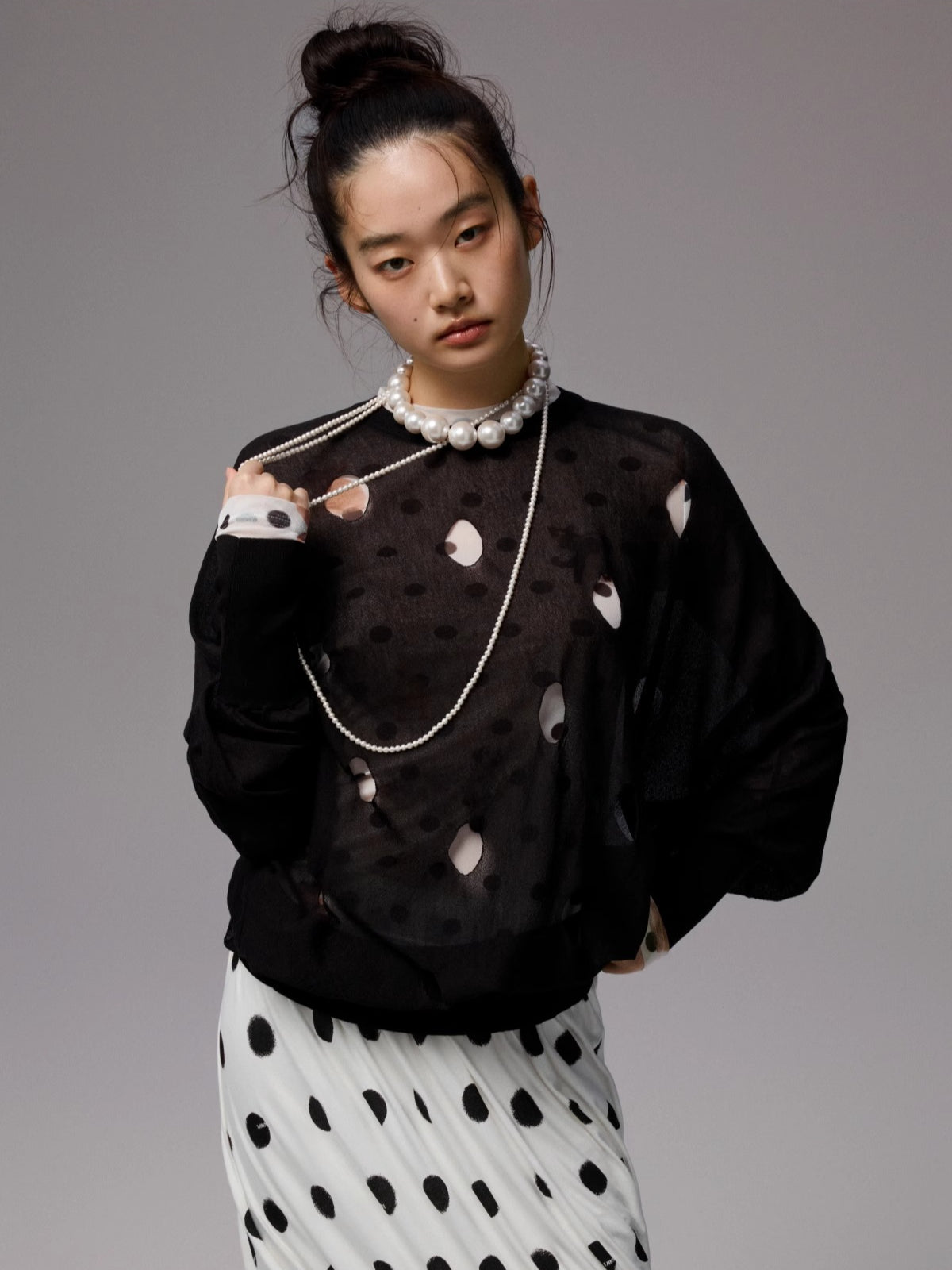 Polka Dot Knit Crewneck