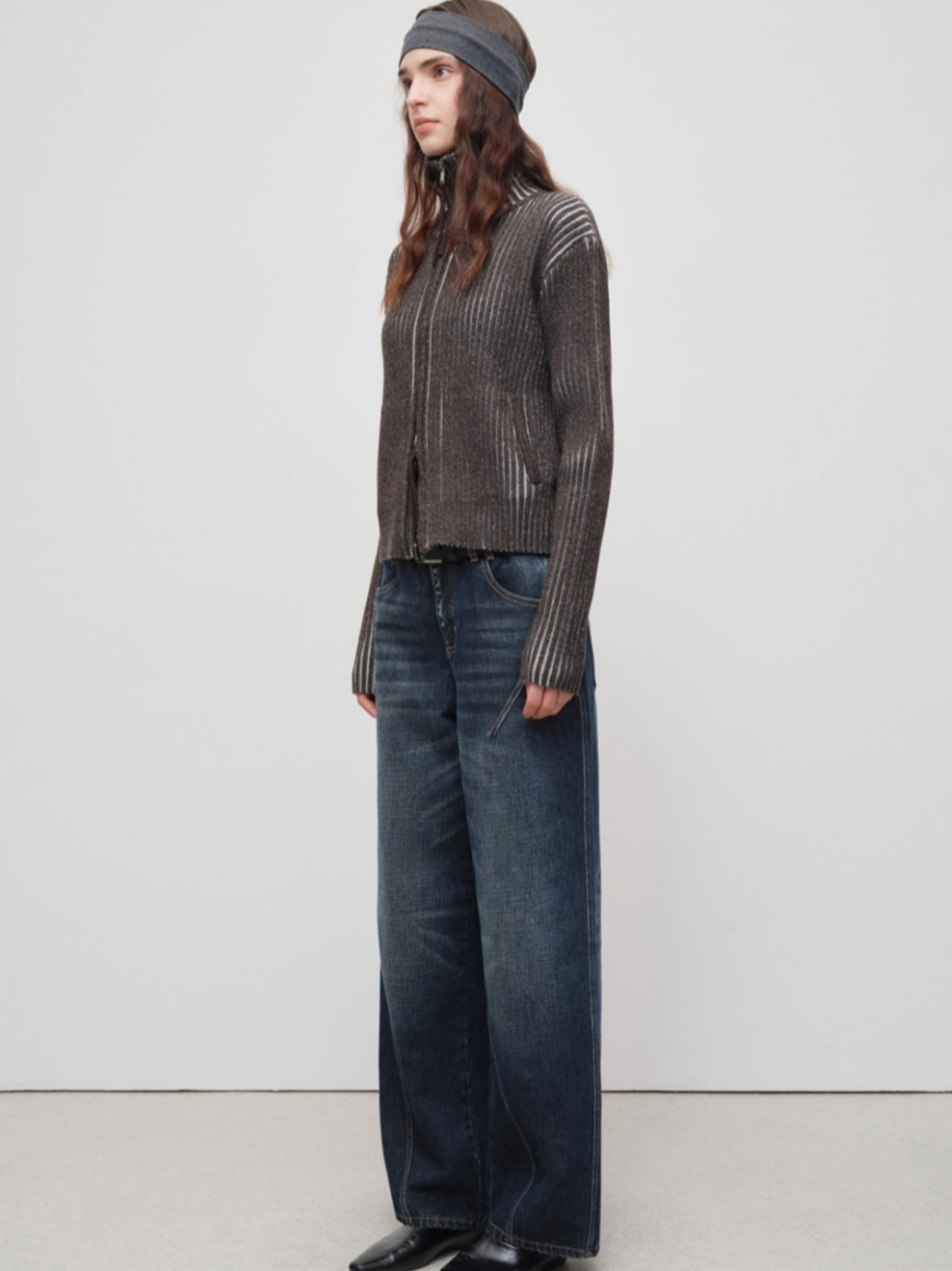 Retro Lyocell Wool Mandarin Collar Knit Cardigan