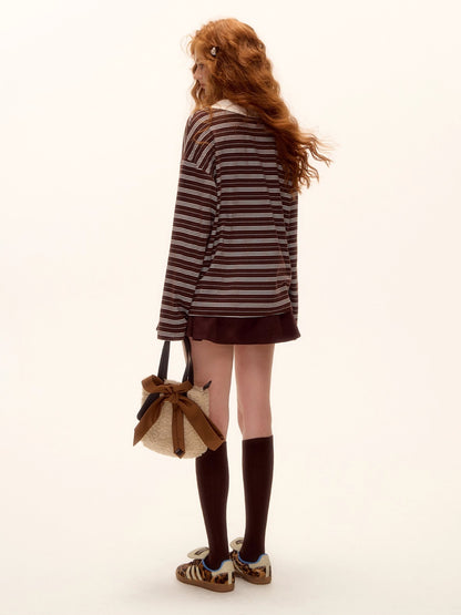 Bow-Tie Striped Long-Sleeve T-Shirt